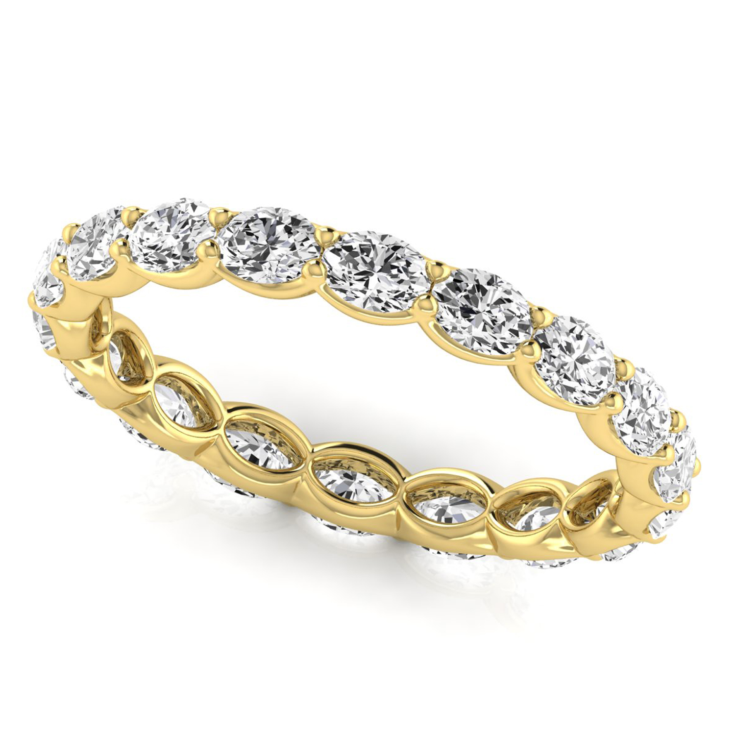 Oval Cut Lab Grown Diamonds Eternity Ring Wedding Band 18K Yellow Gold (2.00ct)