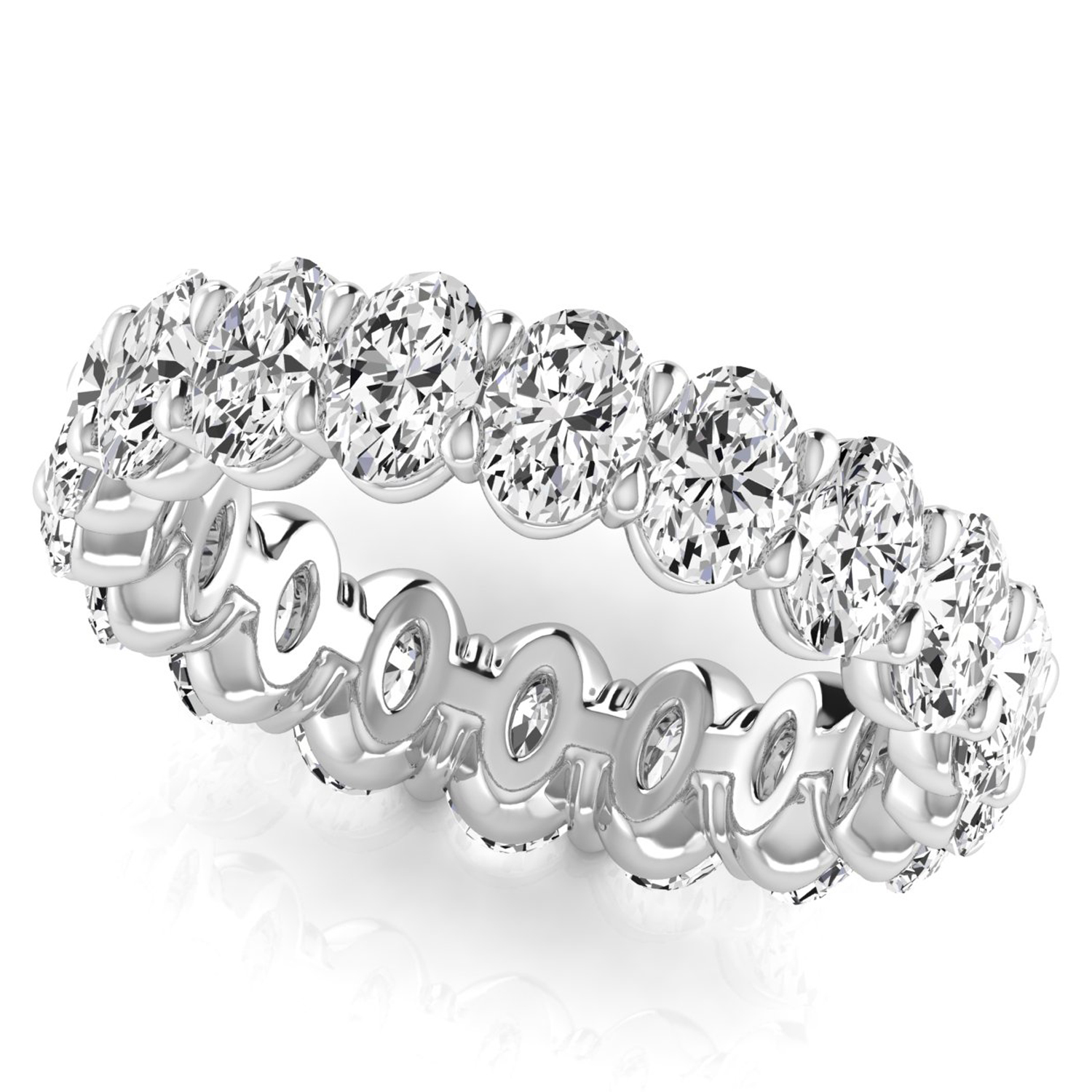 Oval Cut Lab Grown Diamonds Eternity Ring Wedding Band 18K White Gold (3.61ct)