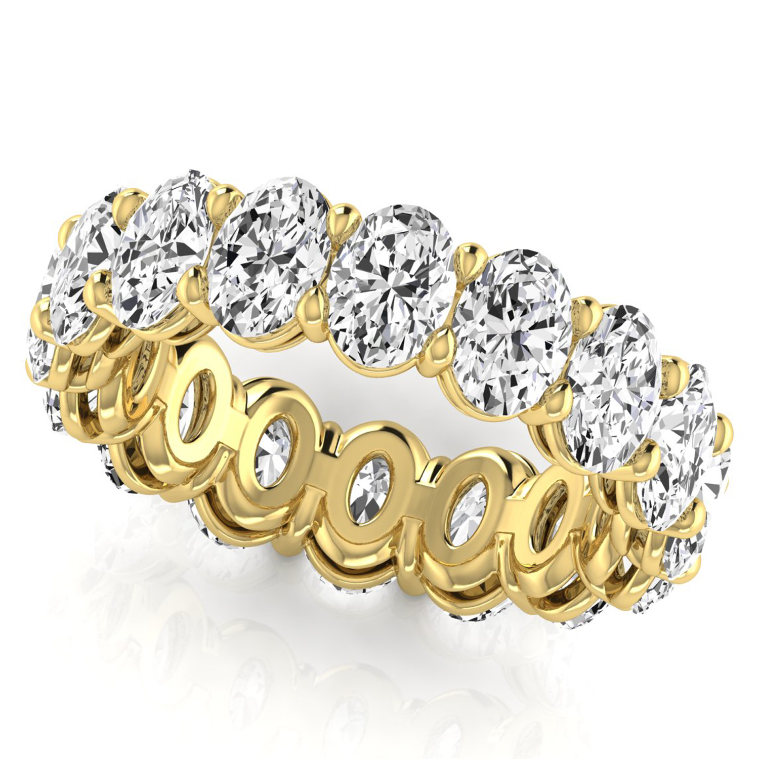 Oval Cut Lab Grown Diamonds Eternity Ring Wedding Band 14K Yellow Gold (4.88ct)
