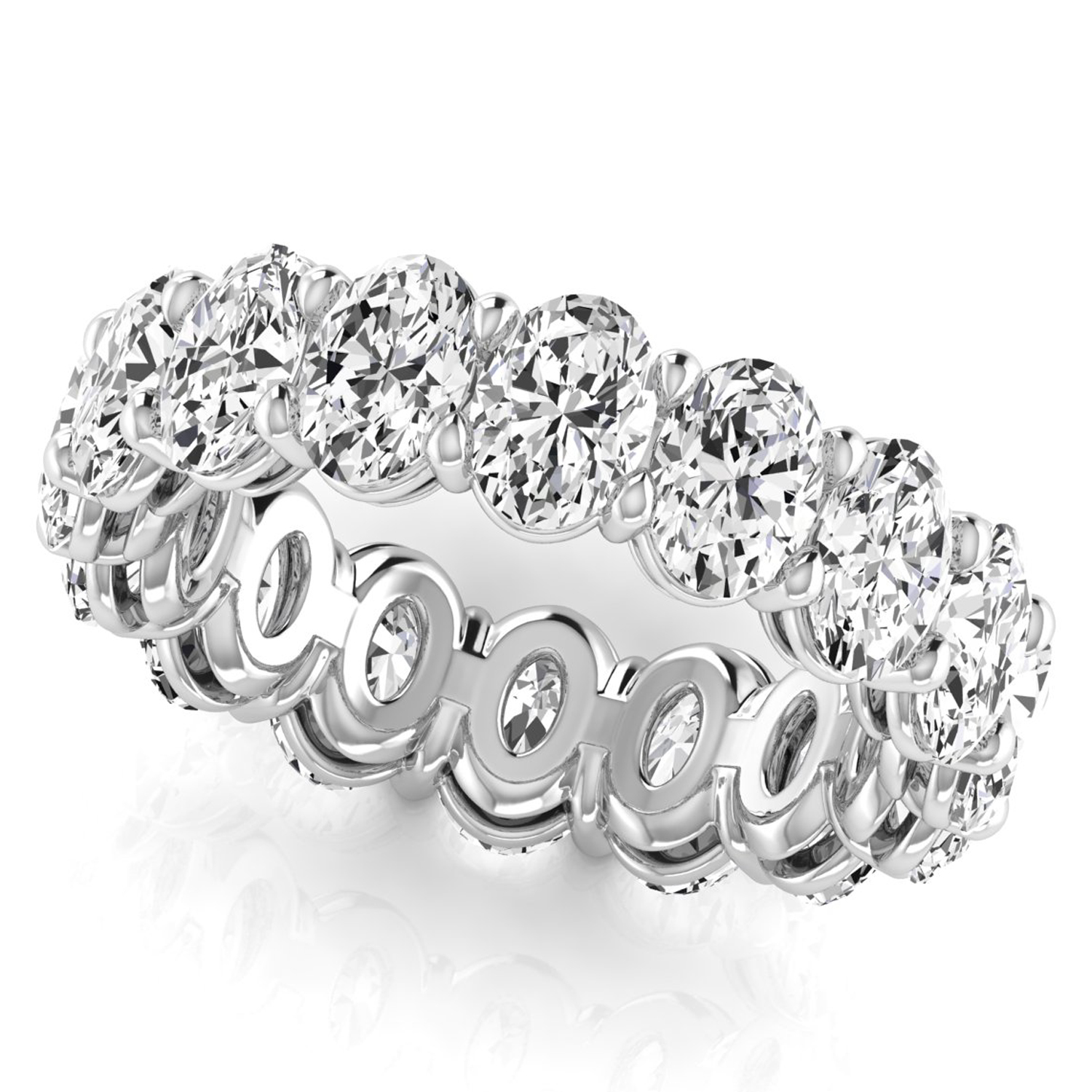 Oval Cut Lab Grown Diamonds Eternity Ring Wedding Band 18K White Gold (4.88ct)