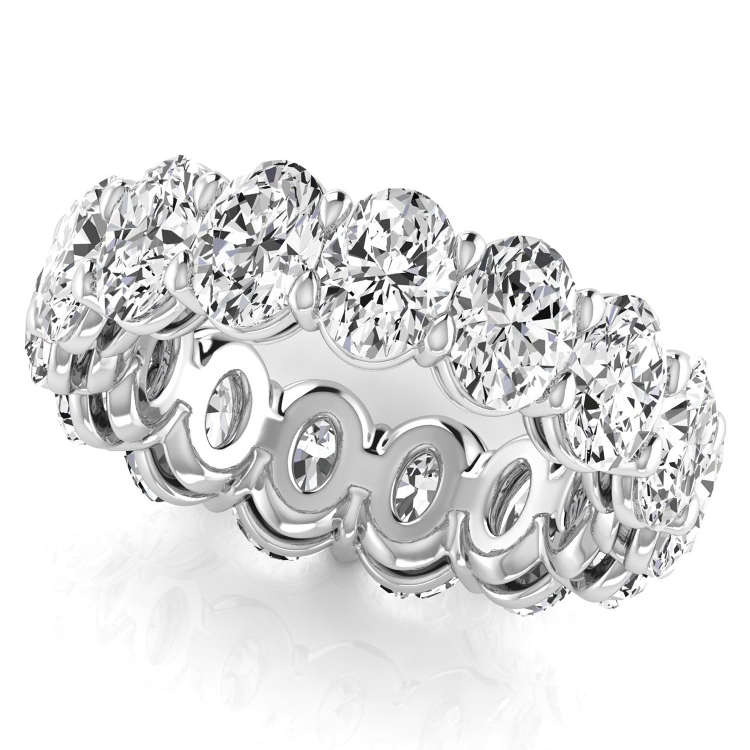 Oval Cut Lab Grown Diamonds Eternity Ring Wedding Band 18K White Gold (7.20ct)