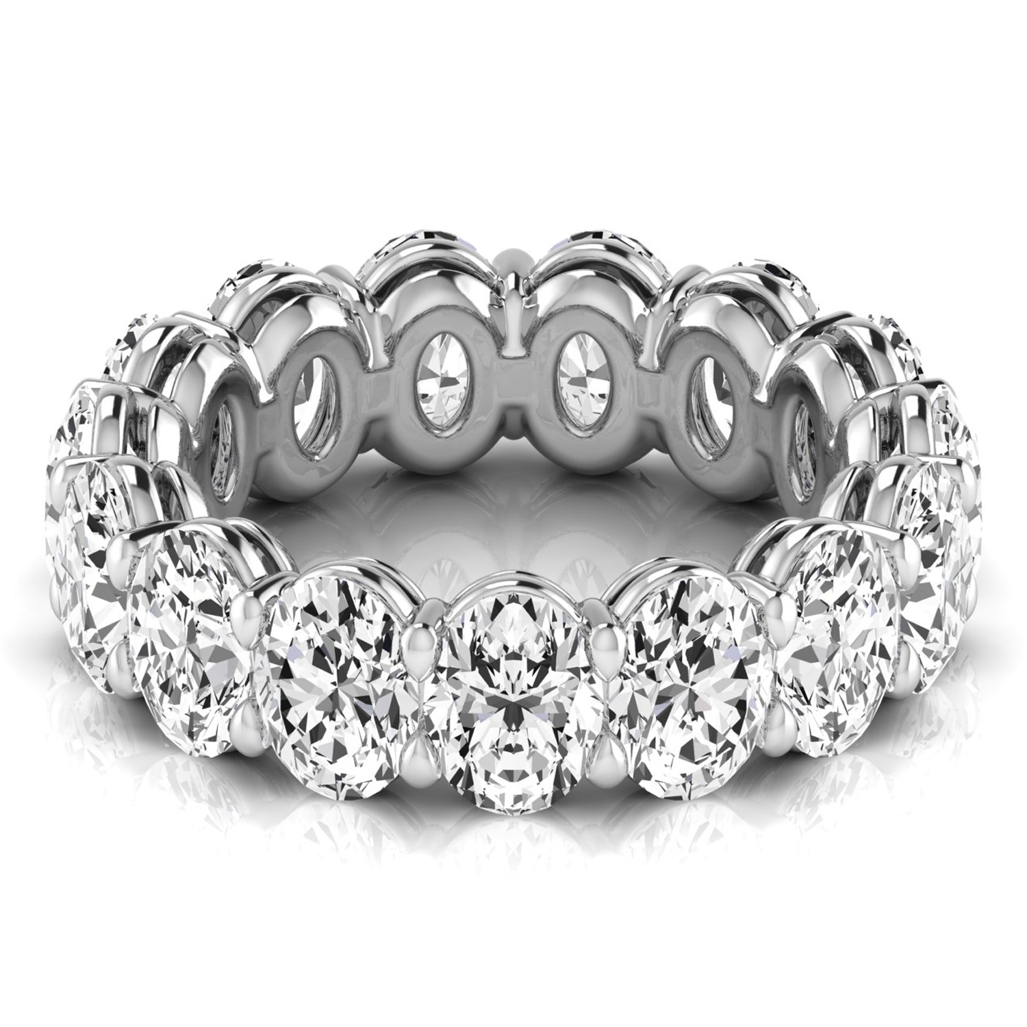 Oval Cut Diamonds Eternity Ring Wedding Band 18K White Gold (7.20ct)