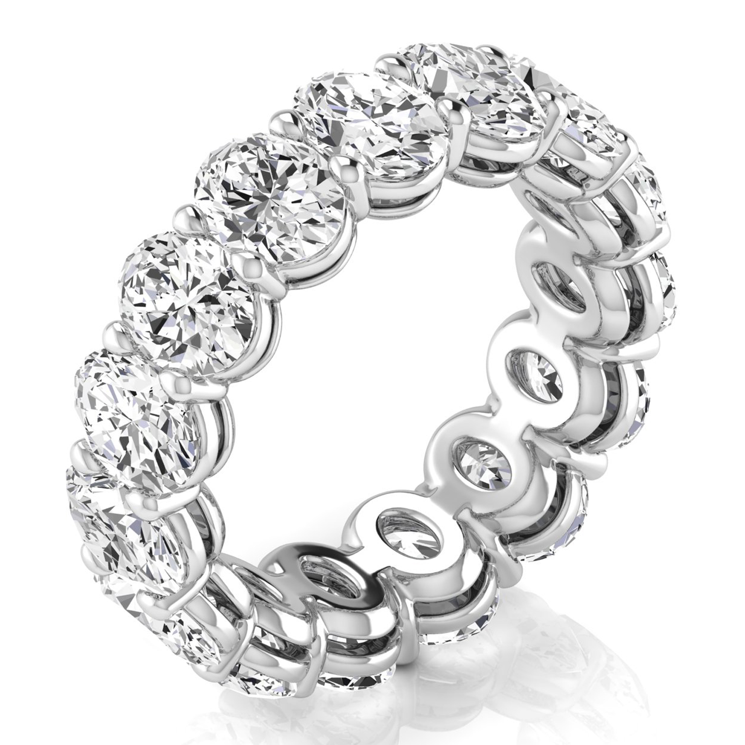 Oval Cut Diamonds Eternity Ring Wedding Band 18K White Gold (7.20ct)