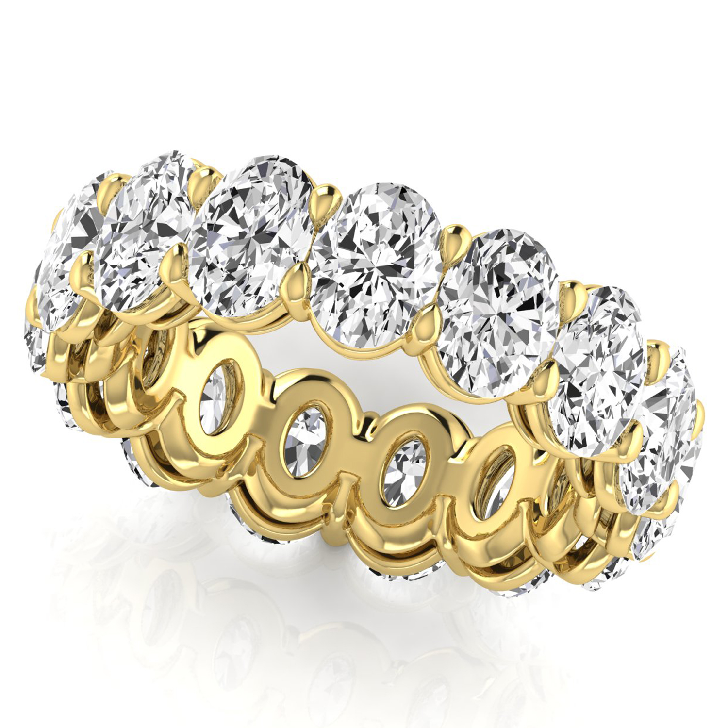 Oval Cut Lab Grown Diamonds Eternity Ring Wedding Band 18K Yellow Gold (7.20ct)