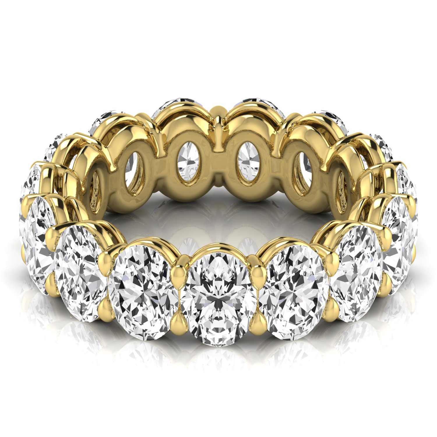 Oval Cut Diamonds Eternity Ring Wedding Band 18K Yellow Gold (7.20ct)