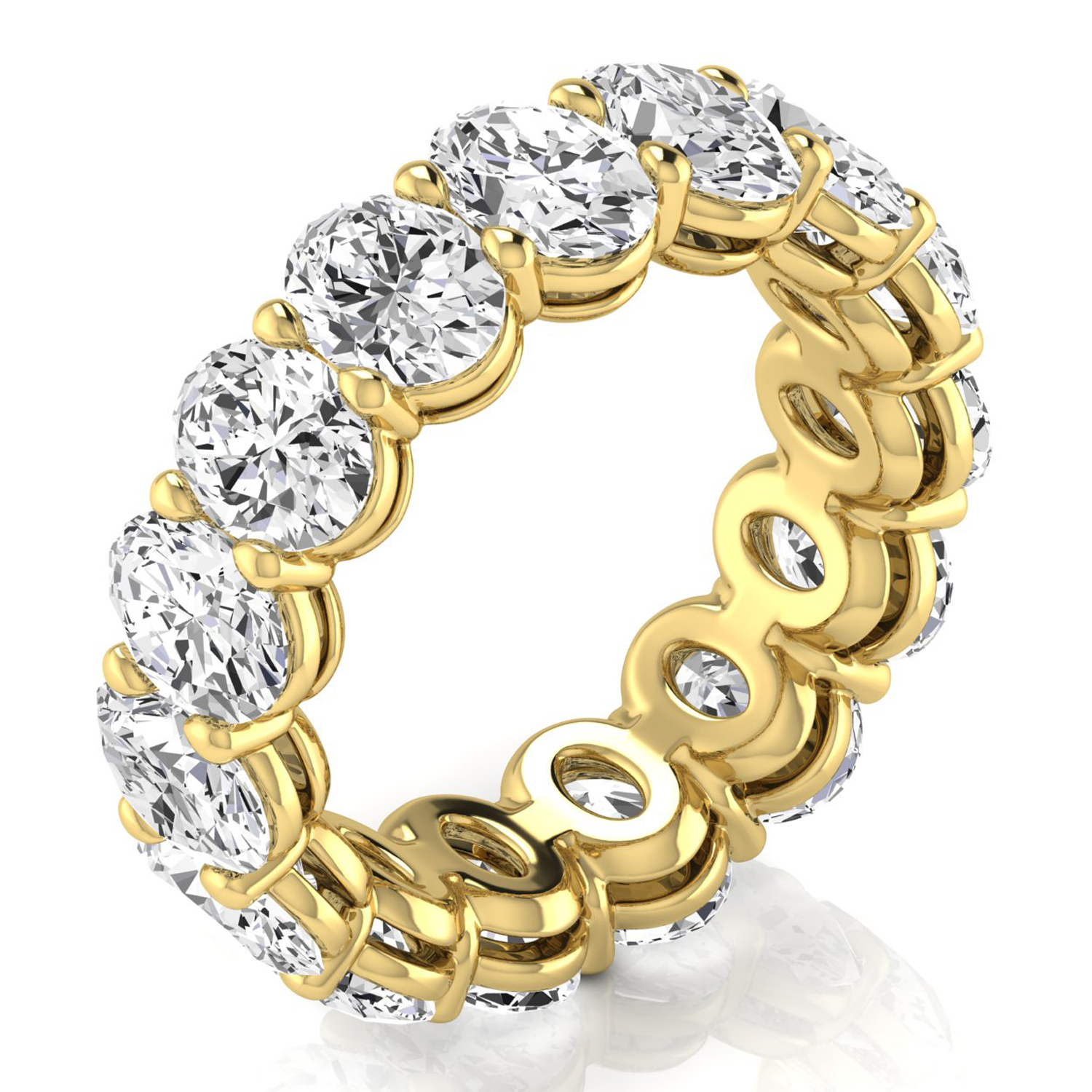 Oval Cut Diamonds Eternity Ring Wedding Band 18K Yellow Gold (7.20ct)