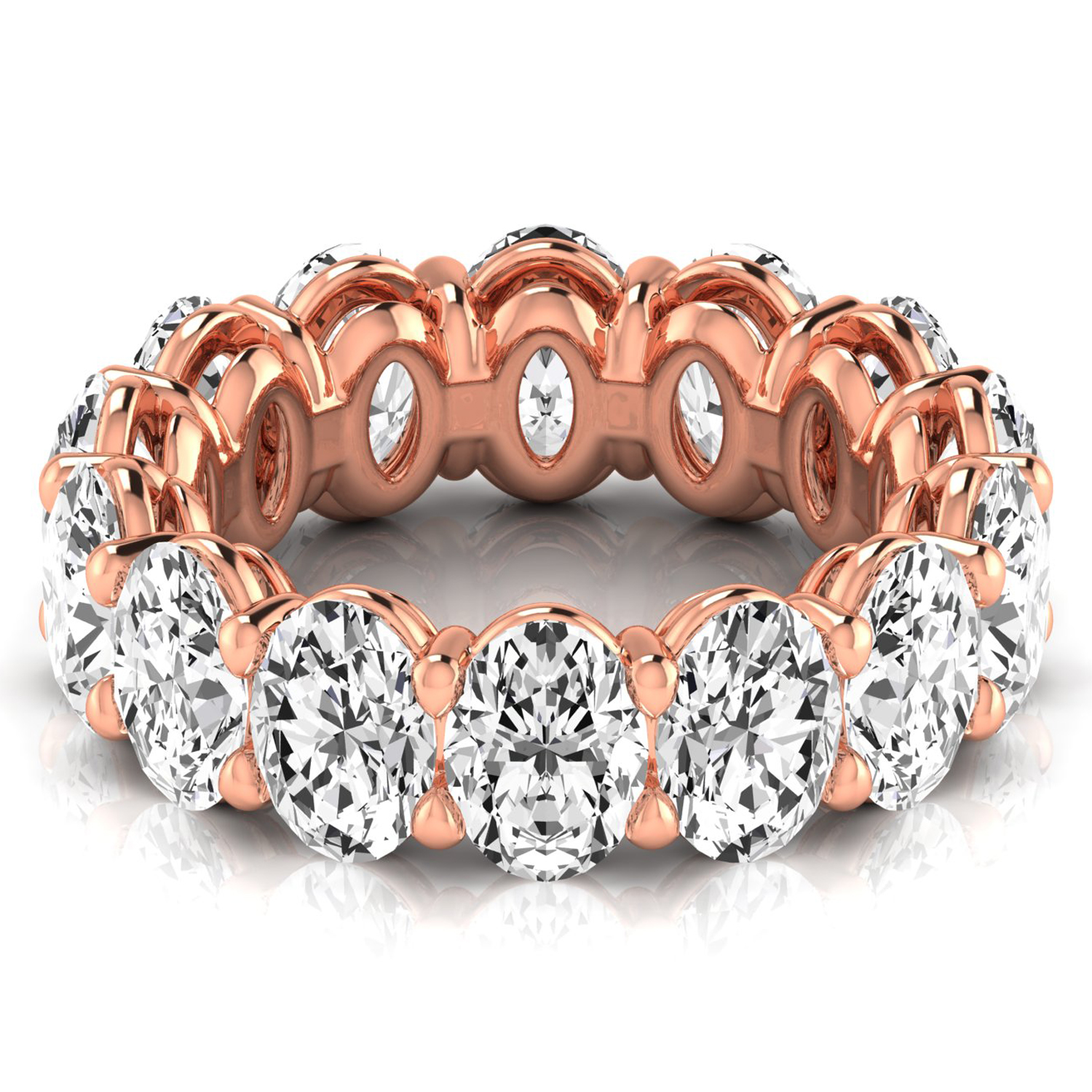Oval Cut Diamonds Eternity Ring Wedding Band 14K Rose Gold (9.87ct)