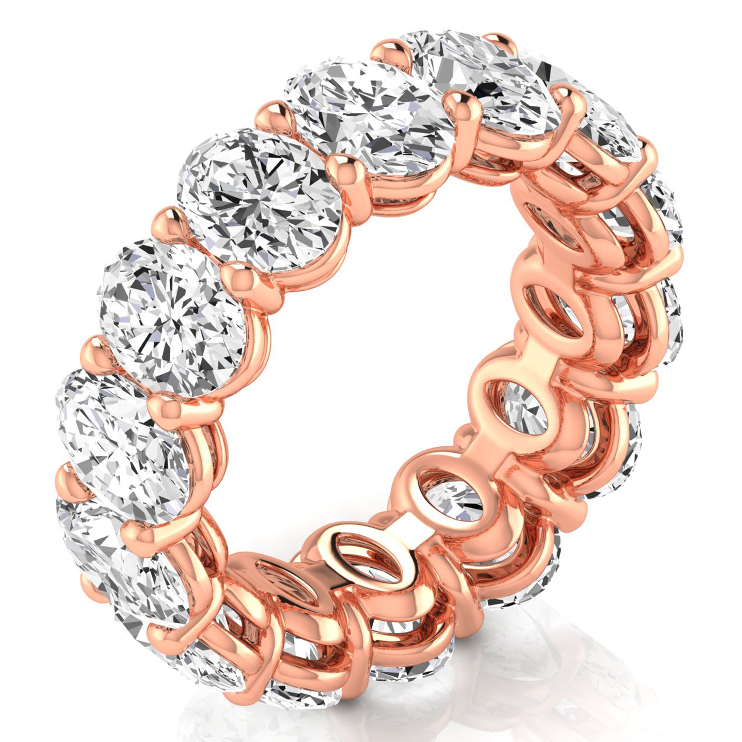Oval Cut Diamonds Eternity Ring Wedding Band 14K Rose Gold (9.87ct)