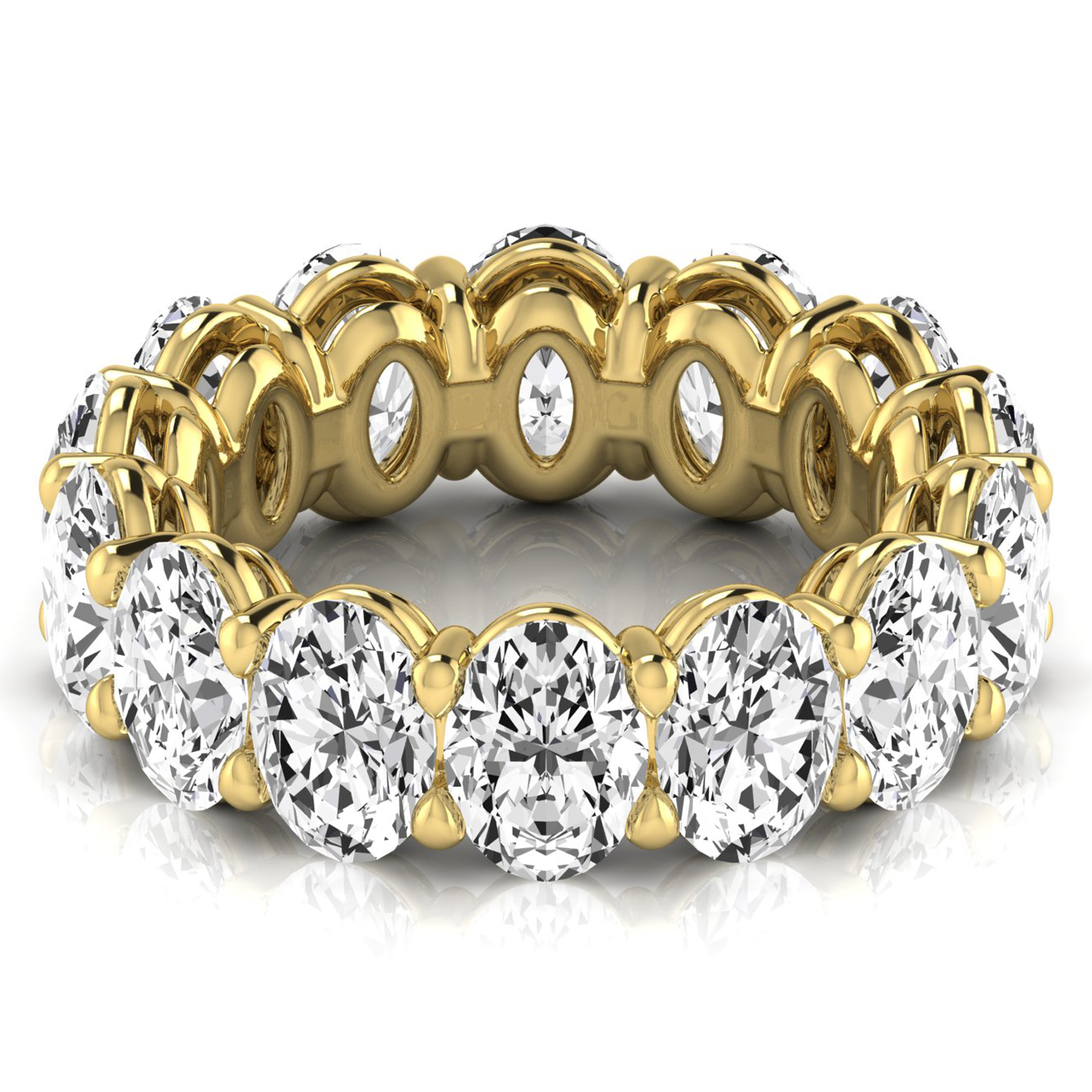 Oval Cut Diamonds Eternity Ring Wedding Band 14K Yellow Gold (9.87ct)