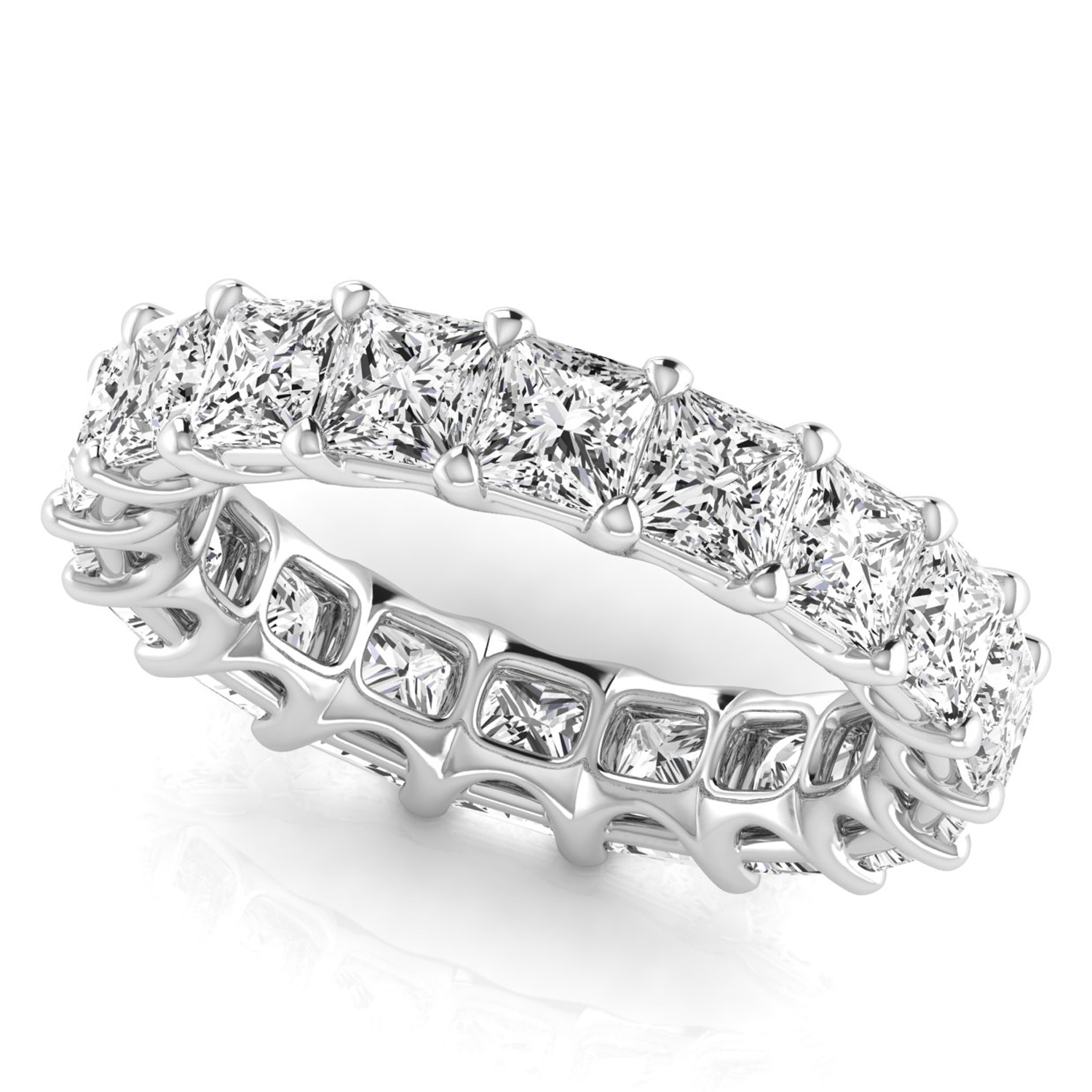 Princess Cut Diamonds Eternity Ring Wedding Band 18K White Gold (5.49ct)
