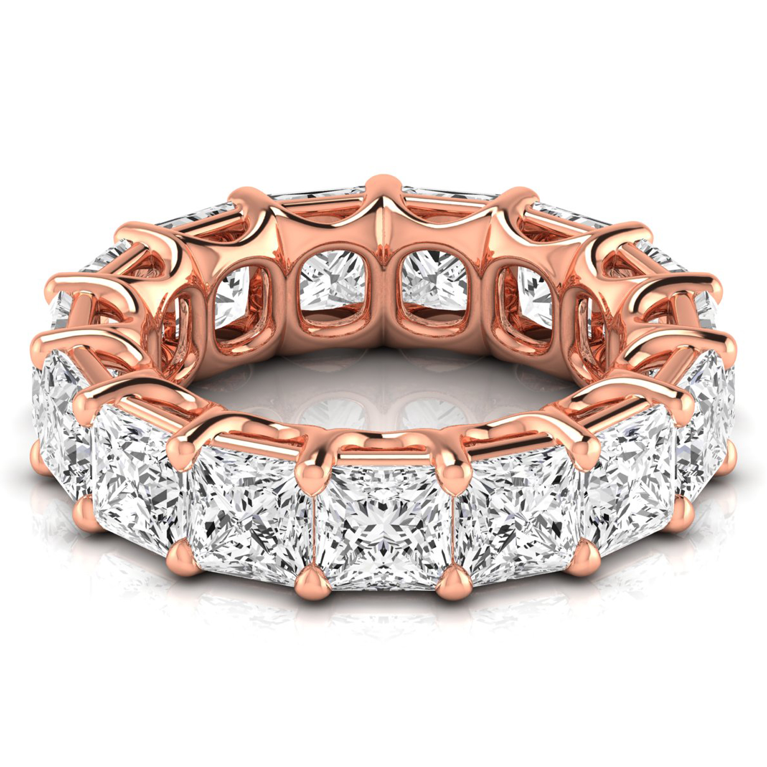 Princess Cut Diamonds Eternity Ring Wedding Band 14K Rose Gold (10.57ct)