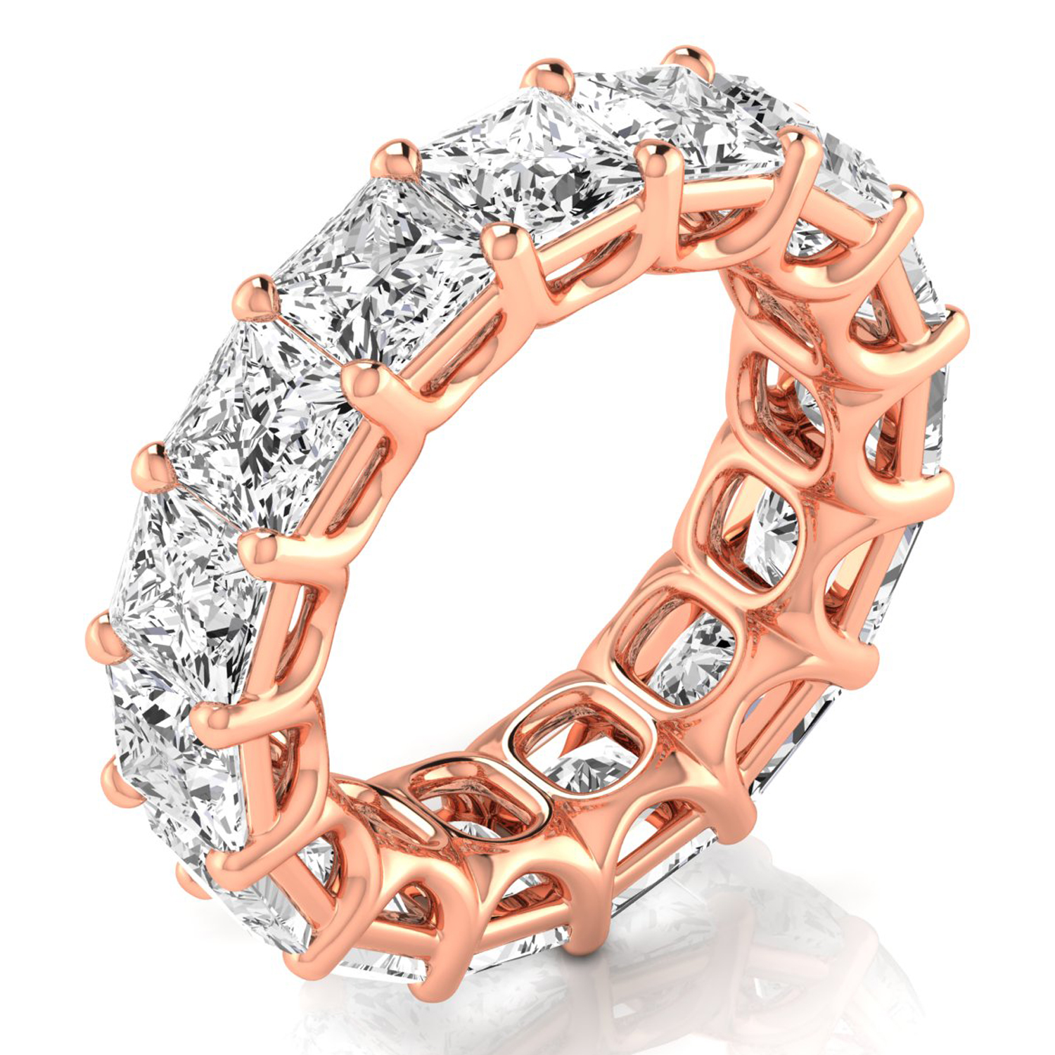 Princess Cut Diamonds Eternity Ring Wedding Band 14K Rose Gold (10.57ct)