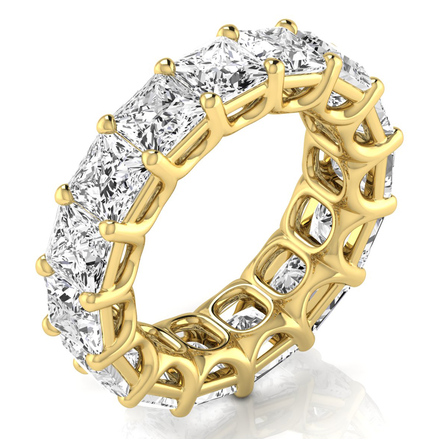 Princess Cut Diamonds Eternity Ring Wedding Band 14K Yellow Gold (10.57ct)