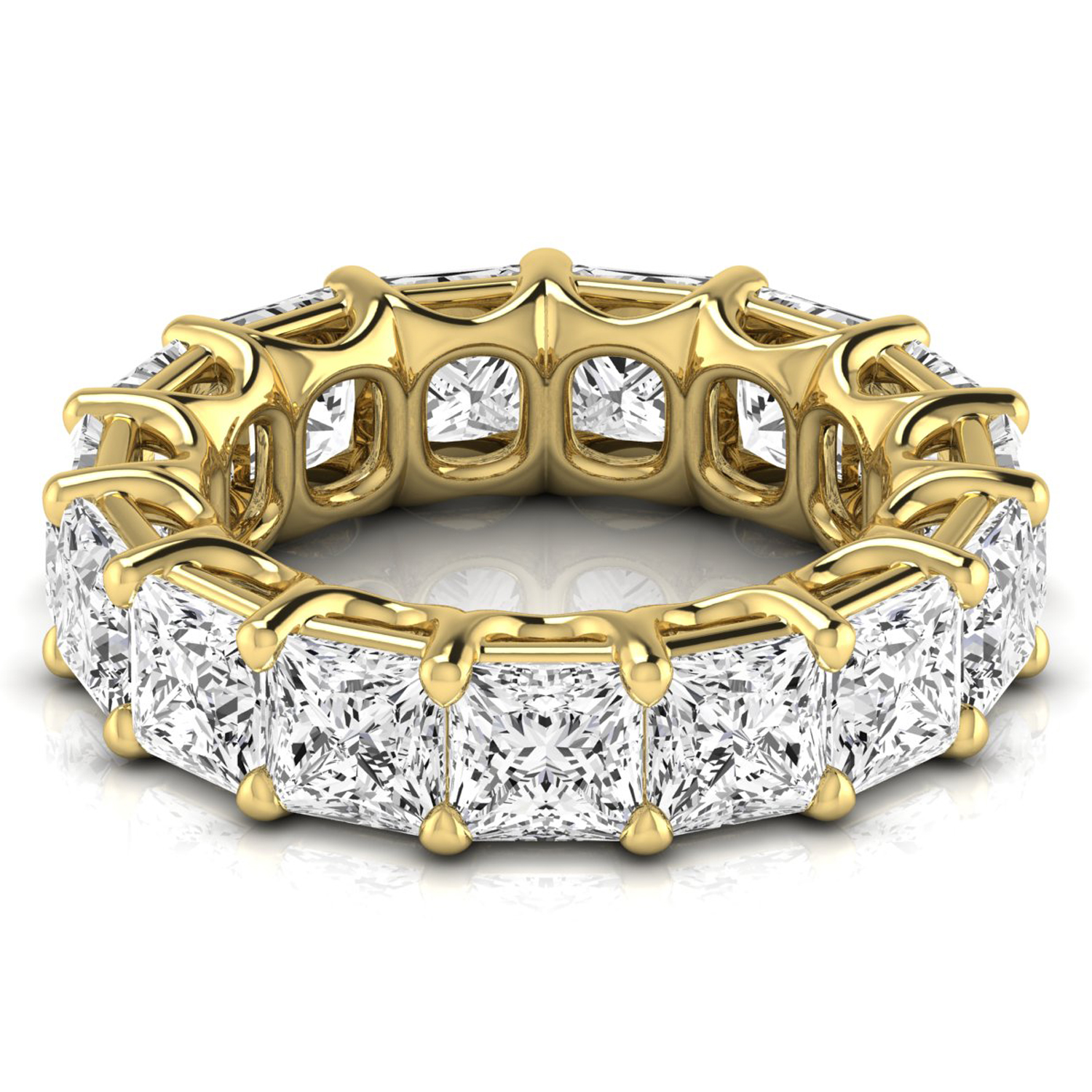Princess Cut Diamonds Eternity Ring Wedding Band 18K Yellow Gold (10.57ct)
