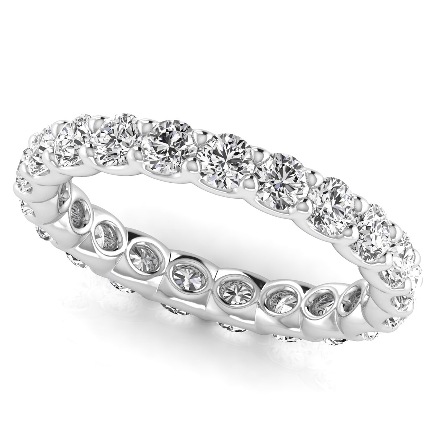 Round Cut Diamonds Eternity Ring Wedding Band 18K White Gold (1.89ct)