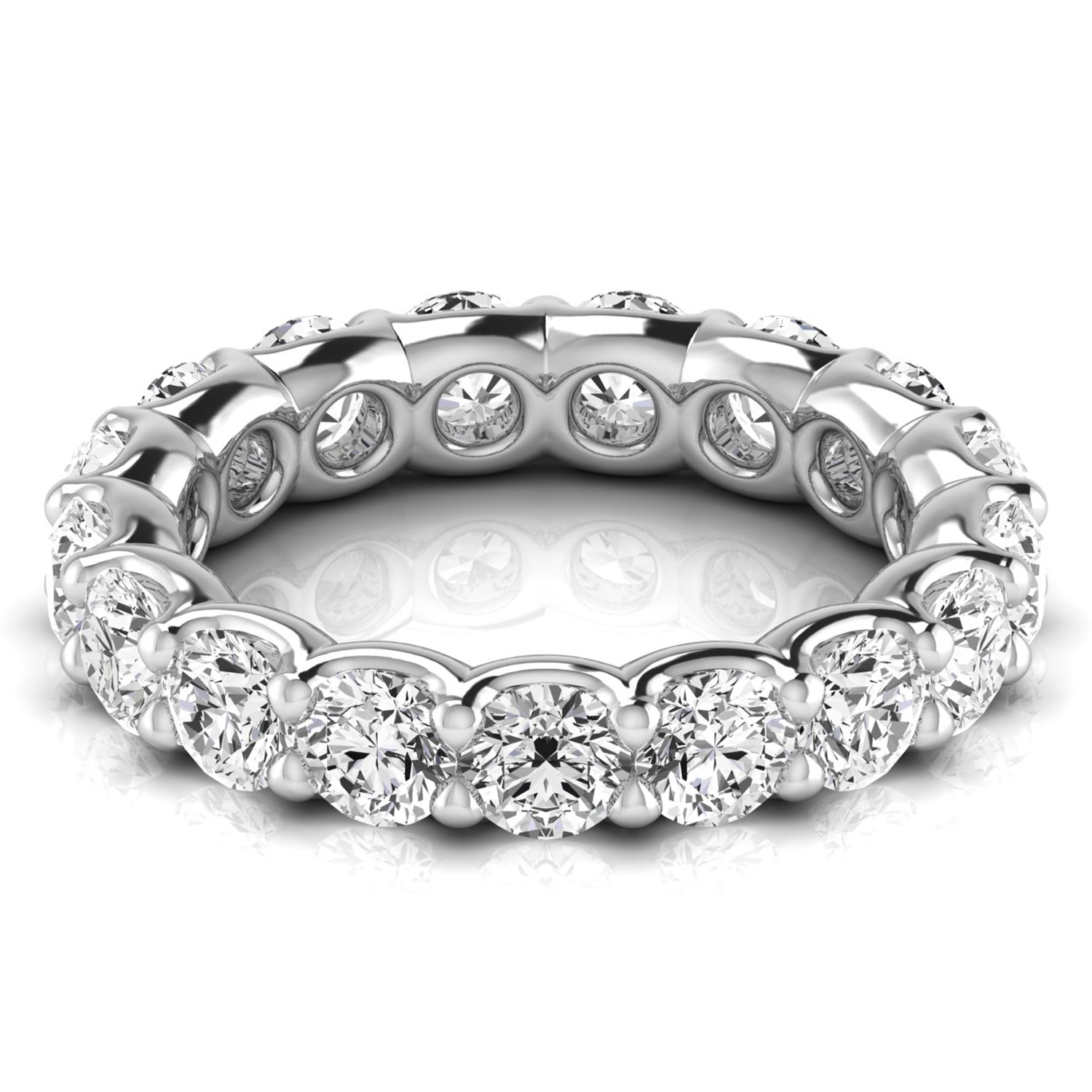 Round Cut Diamonds Eternity Ring Wedding Band 18K White Gold (3.23ct)