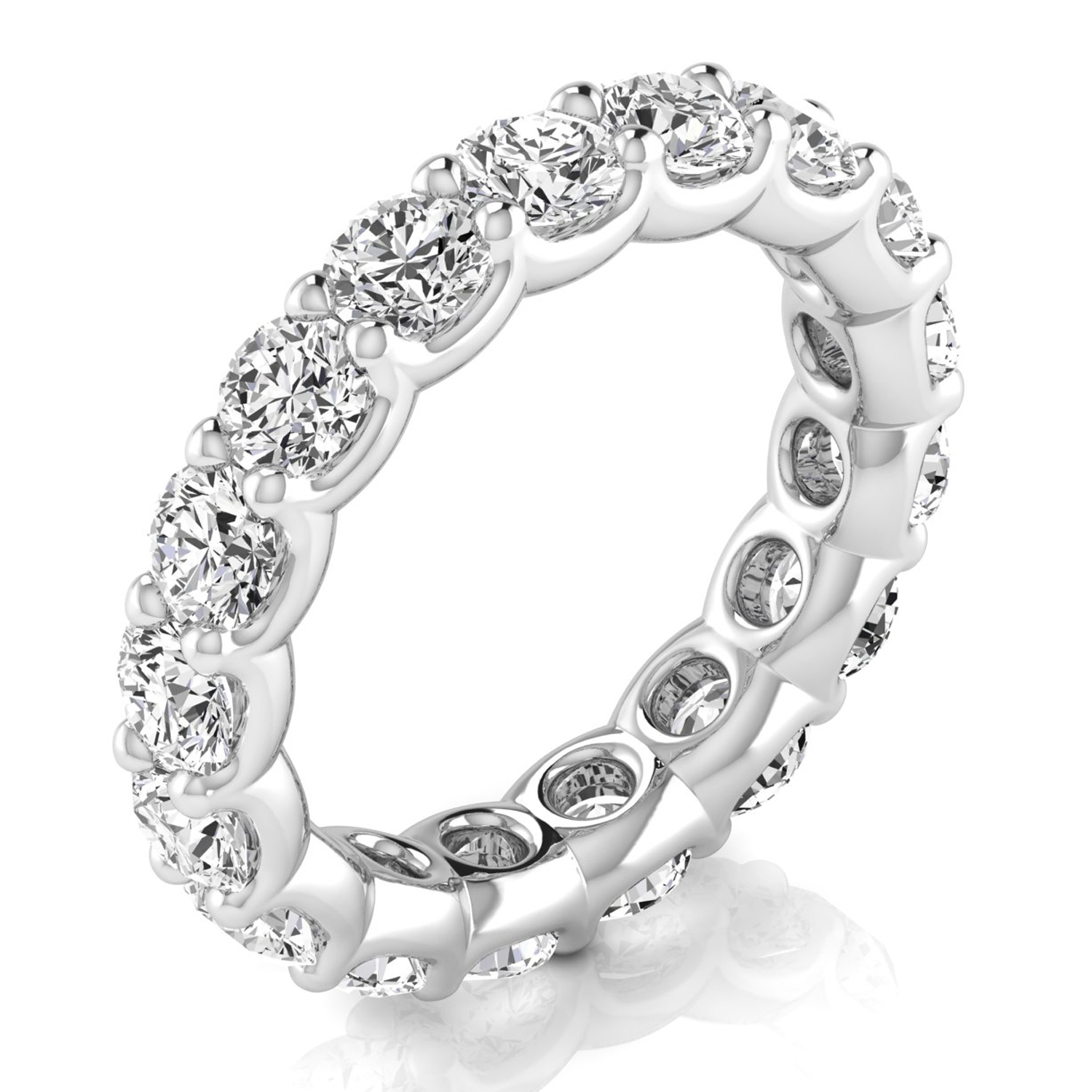 Round Cut Diamonds Eternity Ring Wedding Band 18K White Gold (3.23ct)