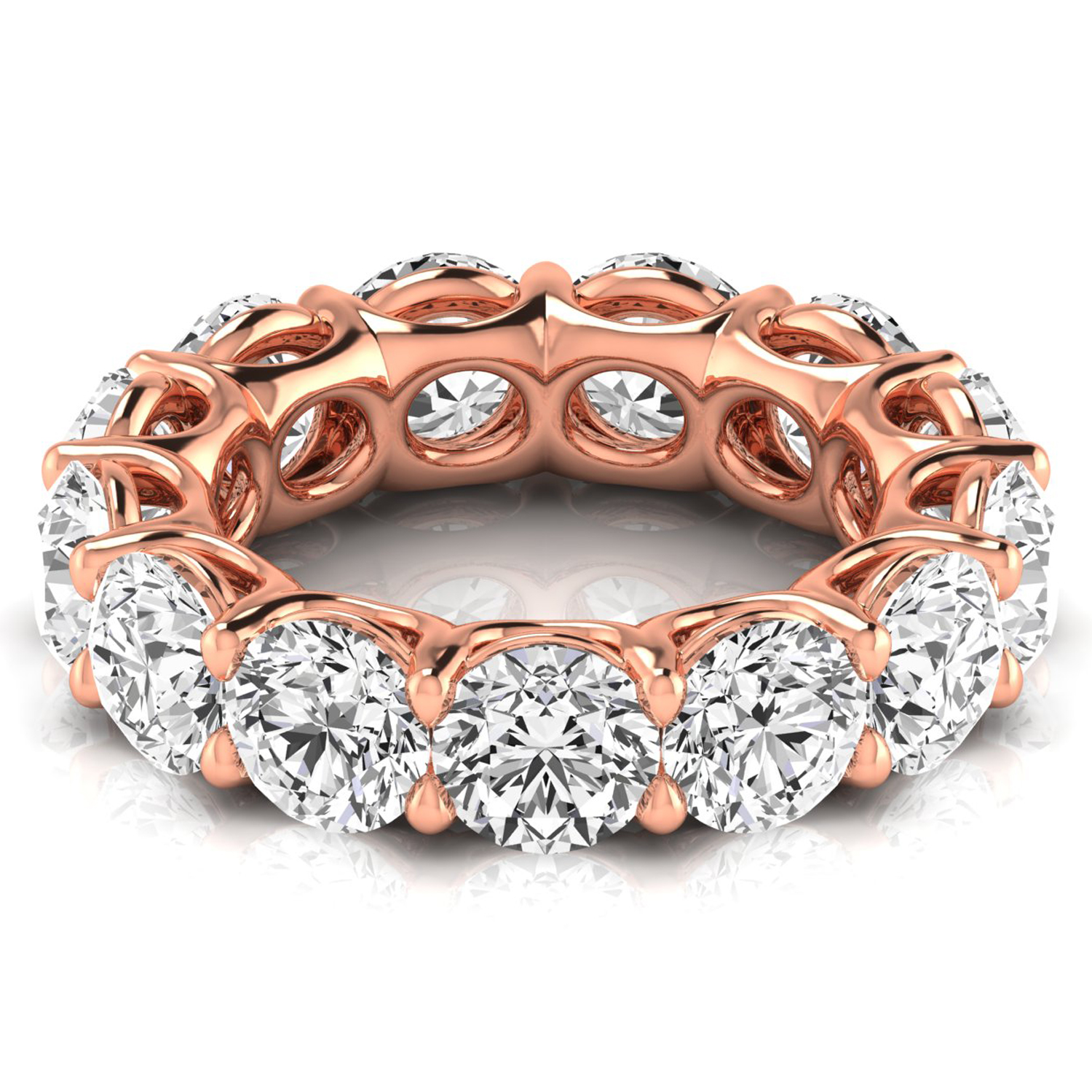 Round Cut Diamonds Eternity Ring Wedding Band 14K Rose Gold (8.52ct)