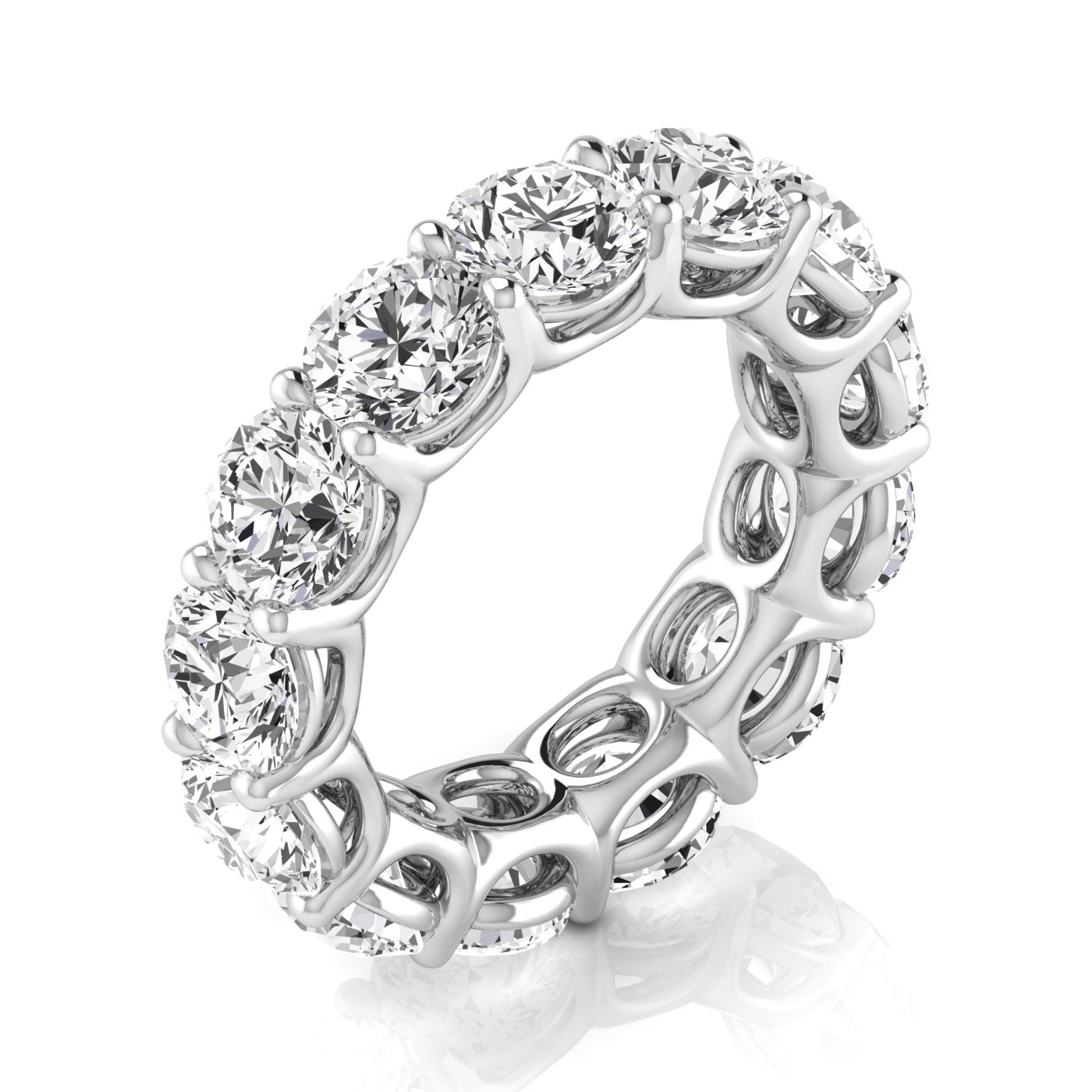 Round Cut Lab Grown Diamonds Eternity Ring Wedding Band 14K White Gold (8.52ct)