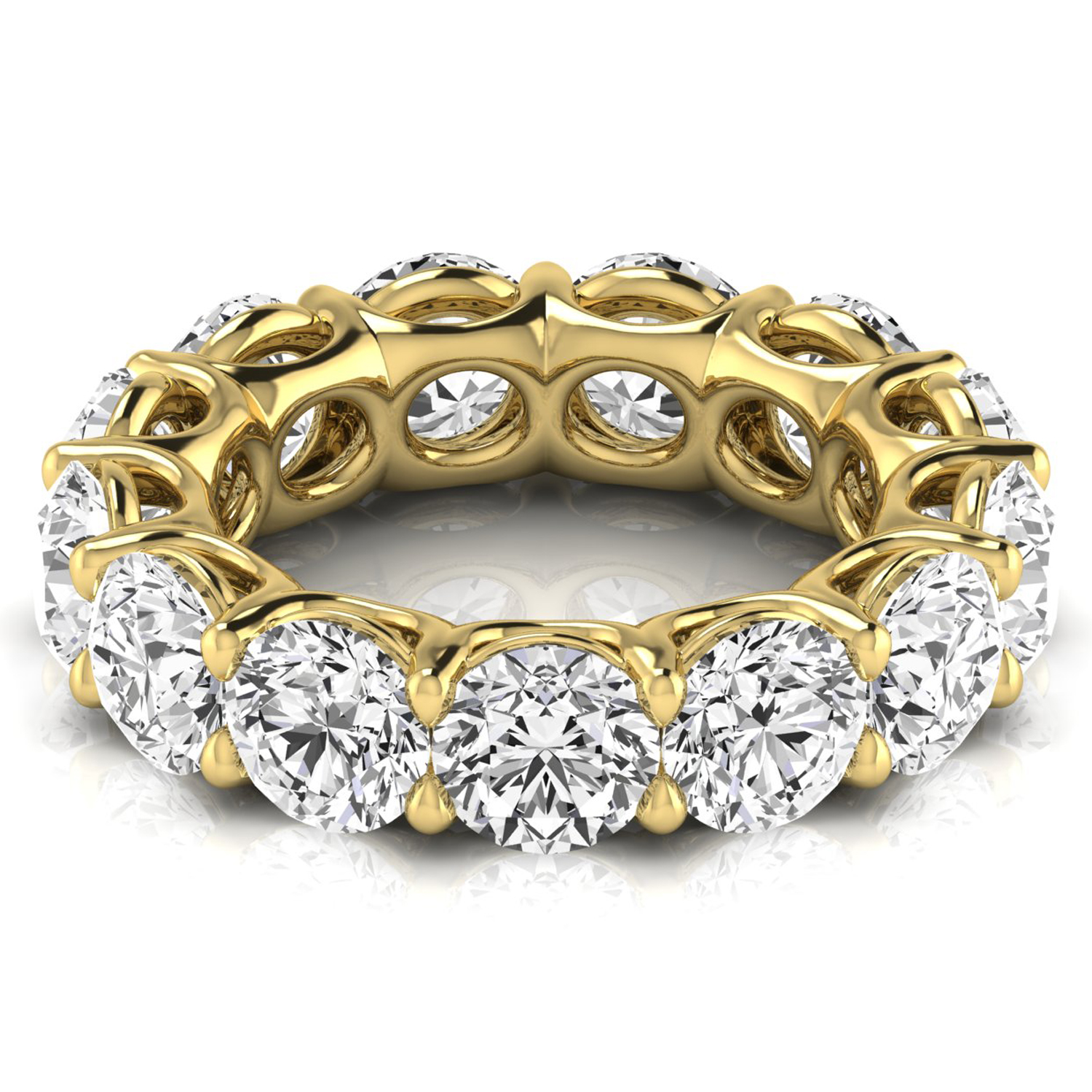 Round Cut Diamonds Eternity Ring Wedding Band 14K Yellow Gold (8.52ct)