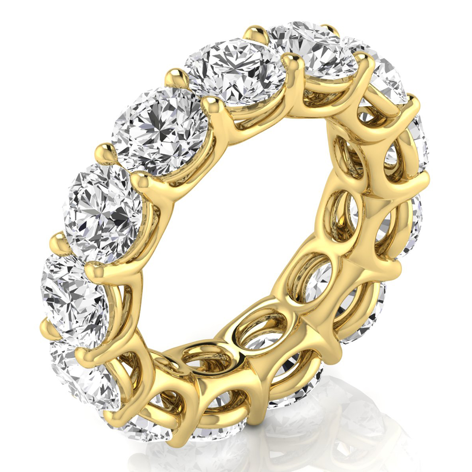 Round Cut Diamonds Eternity Ring Wedding Band 14K Yellow Gold (8.52ct)