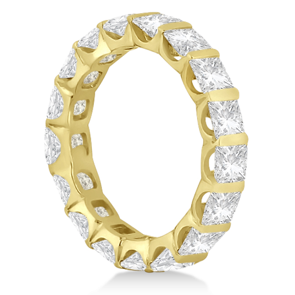 Bar-Set Princess Cut Diamond Eternity Ring Band 14k Y. Gold (1.15ct)