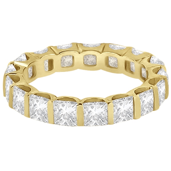 Bar-Set Princess Cut Diamond Eternity Ring Band 14k Y. Gold (1.15ct)