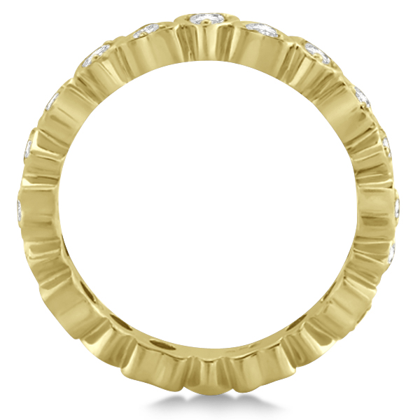 Pave Set Heart Shaped Diamond Eternity Band 14k Yellow Gold (0.60ct)