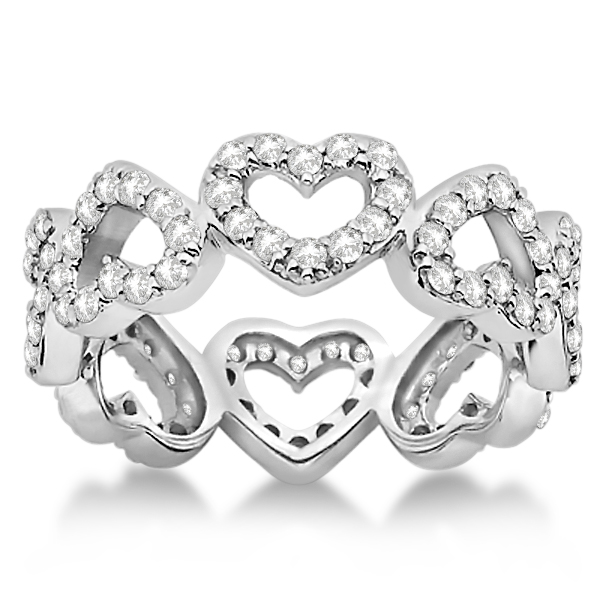Eternity Interlocking Hearts Diamond Ring 18k White Gold (1.00ct)