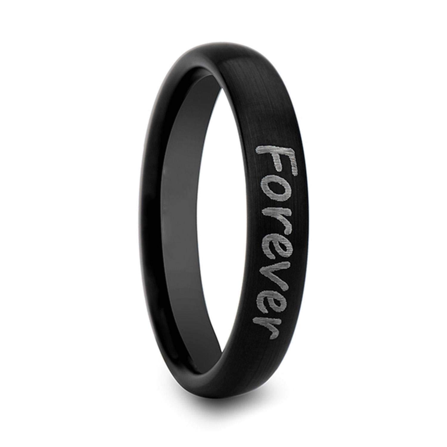 Burnished & Domed Handwritten Engraved Tungsten Ring (4MM)