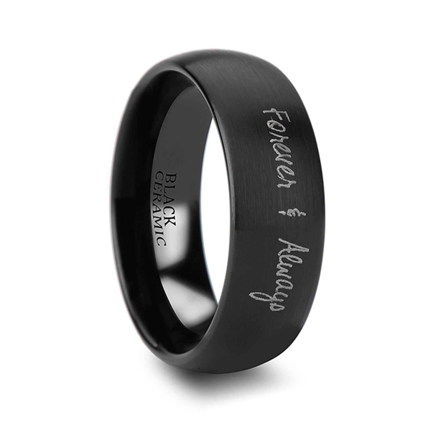 Burnished & Domed Handwritten Engraved Tungsten Ring (6MM)