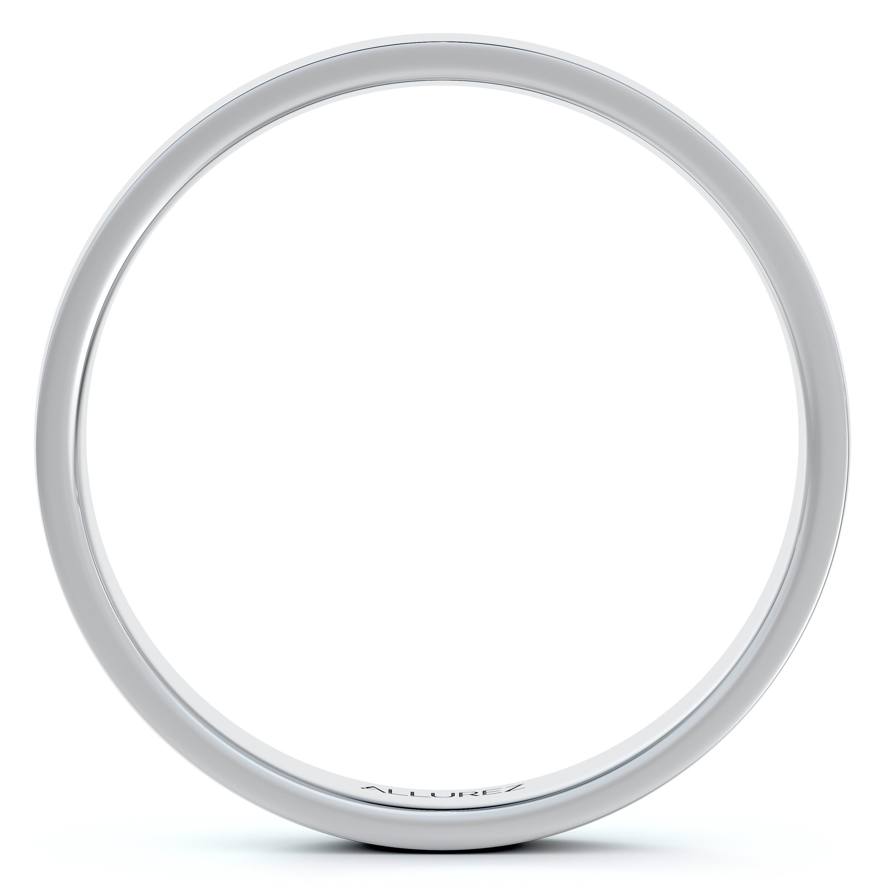 14k White Gold Wedding Band Plain Ring Flat Comfort Fit (3mm)