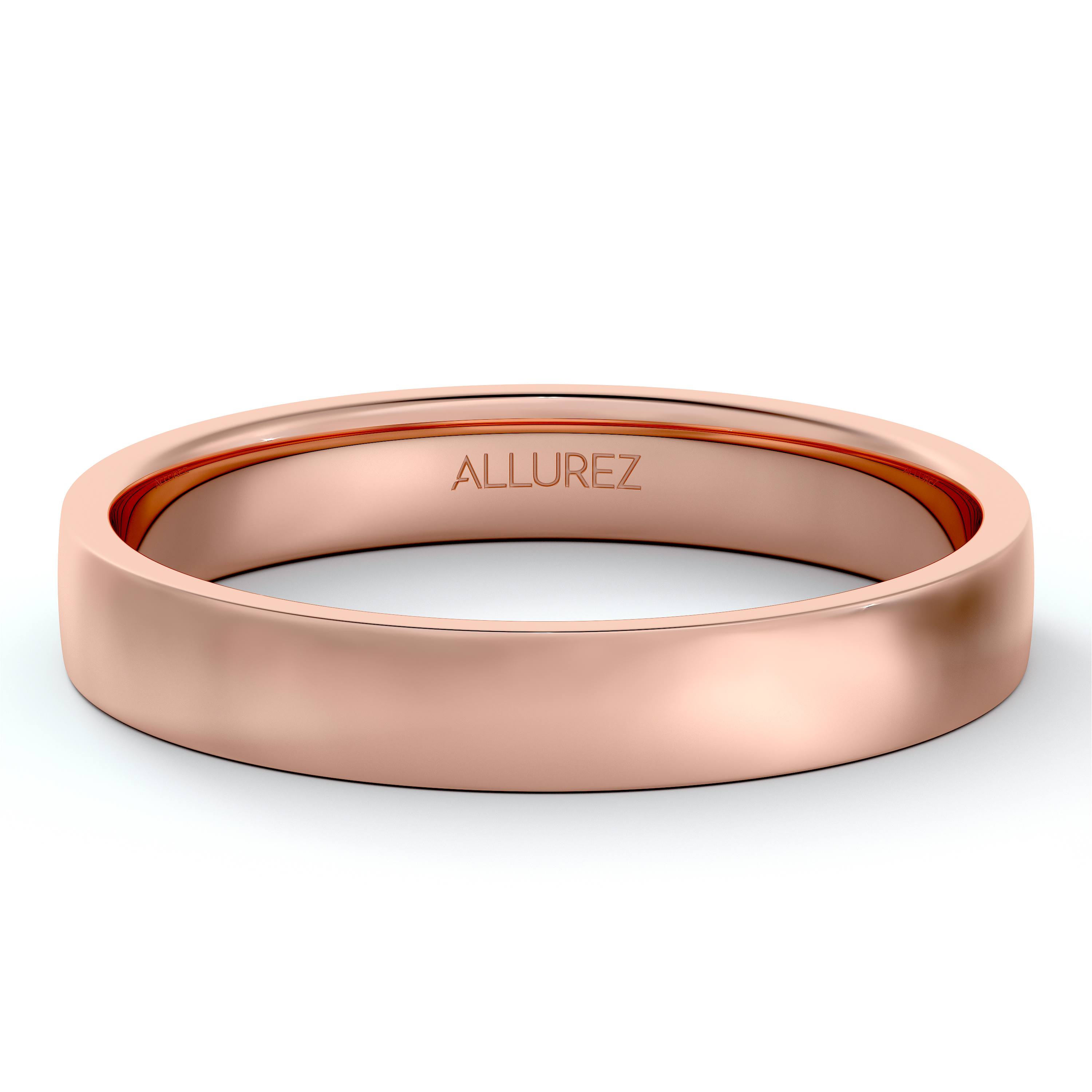 Flat Comfort Fit Plain Ring Wedding Band 18k Rose Gold (3mm)