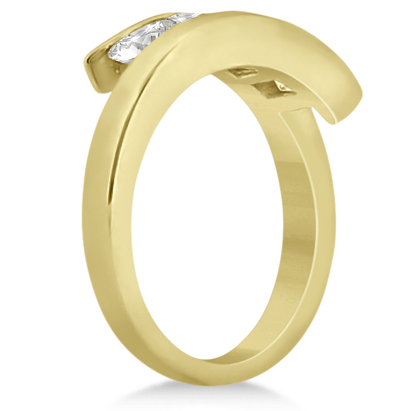Five Stone Princess Diamond Ring Tension Set 14k Yellow Gold (0.50ct)
