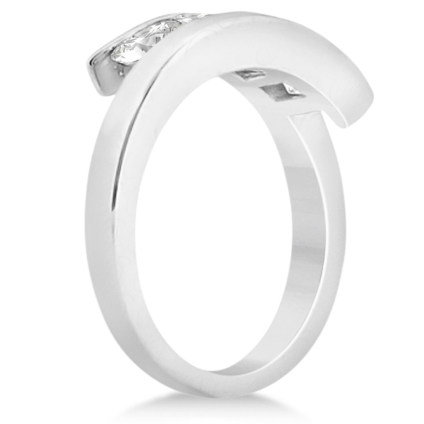 Five Stone Princess Diamond Ring Tension Set Platinum (0.50ct)