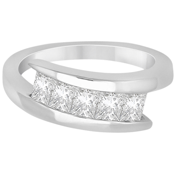 Five Stone Princess Diamond Ring Tension Set Platinum (0.50ct)