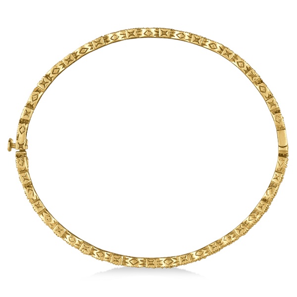 Vintage Style Pave Diamond Bangle Bracelet 14k Yellow Gold (0.55ct)