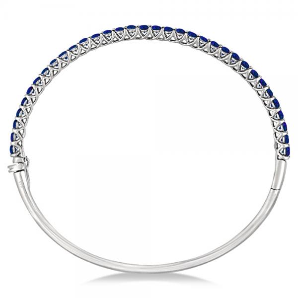 Luxury Stackable Blue Sapphire Bangle Bracelet 14k White Gold (4.00ct)