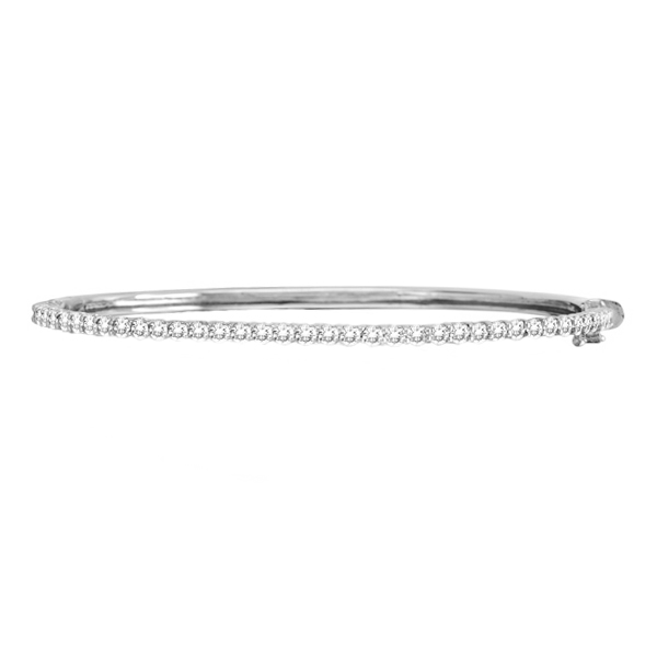 Luxury Stackable Diamond Bangle Bracelet 14k White Gold (2.03ct)