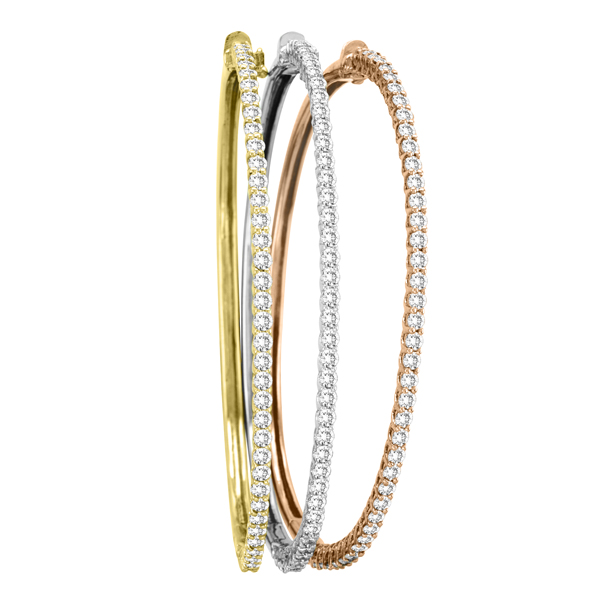 Luxury Stackable Diamond Bangle Bracelet 14k White Gold 2.03ct - IB36