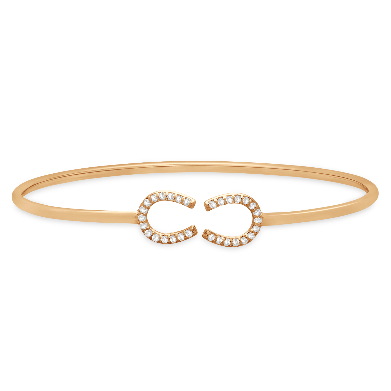 Diamond Accented Horseshoe Cuff Bangle Bracelet 14k Rose Gold (0.24ct)