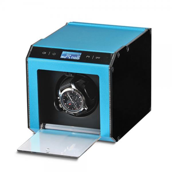 Unisex Blue Metal & Acrylic Faux Leather Lining Single Watch Winder