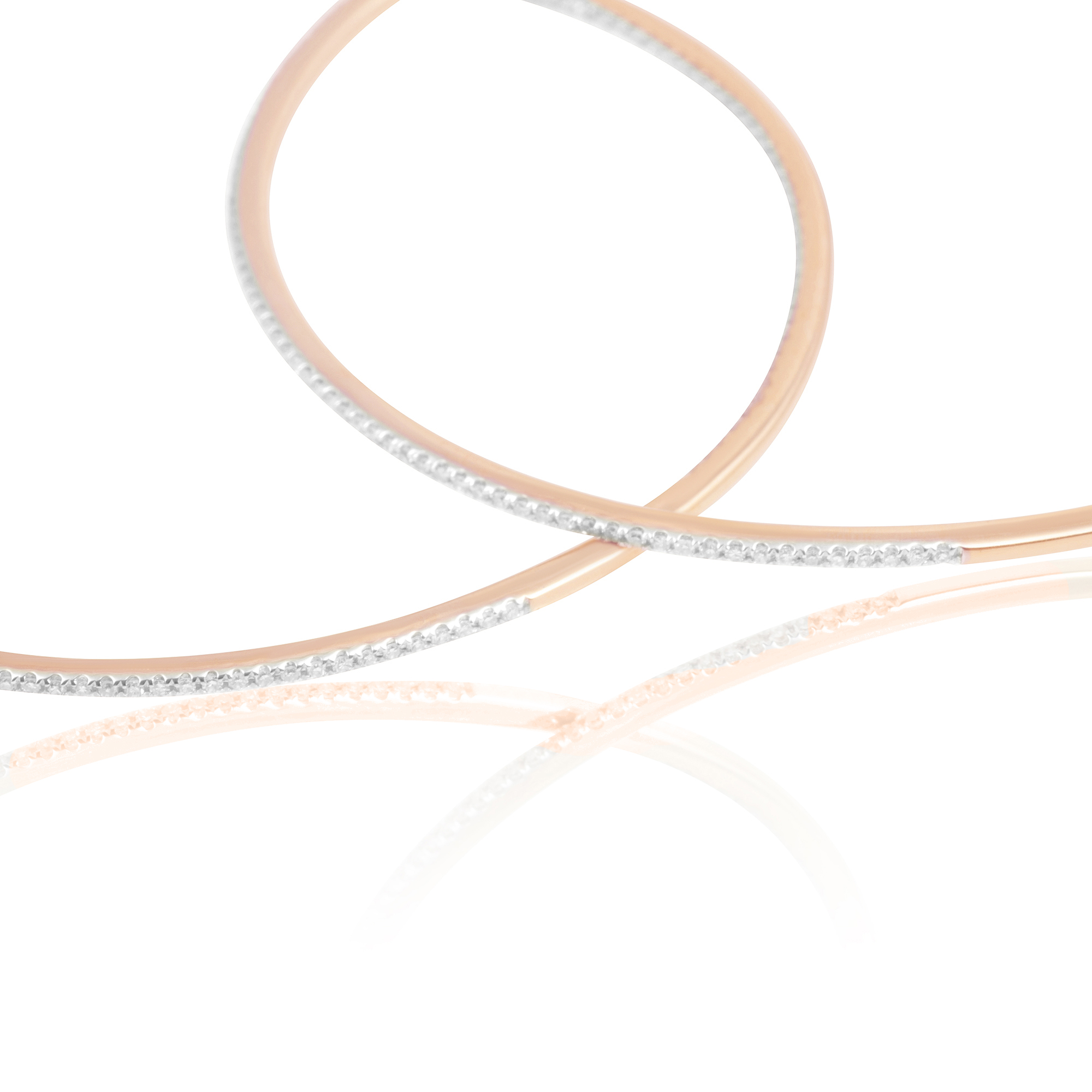 Diamond 53mm Round Skinny Hoop Earrings 14K Rose Gold (0.60CT)