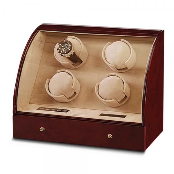 Women's Dark Burlwood Gloss Finish Watch Winder with Drawer