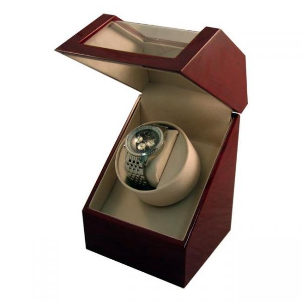 Battery Powered Single Automatic Watch Winder Box in Cherrywood