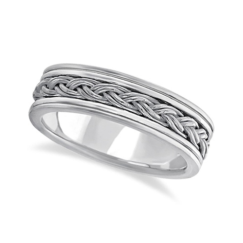 Men's Hand Braided Woven Wedding Band Palladium (6mm)
