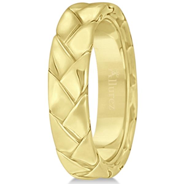 Men's High Polish Braided Handwoven Wedding Ring 14k Yellow Gold (7mm)