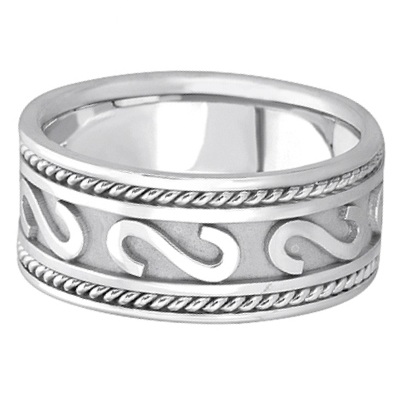 Men's Celtic Irish Hand Made Rope Wedding Band Palladium (10mm)