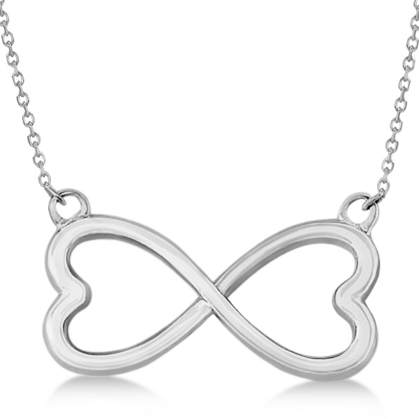 Ladies Heart Shaped Infinity Pendant Necklace in 14K White Gold