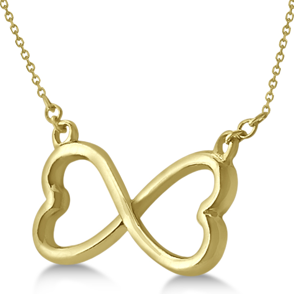Ladies Heart Shaped Infinity Pendant Necklace in 14K Yellow Gold